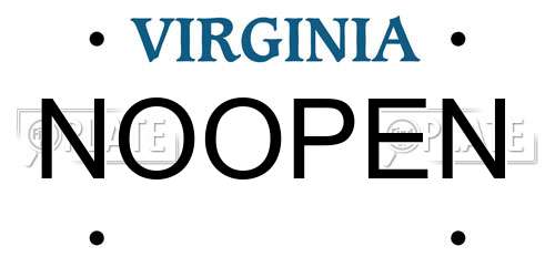 NOOPEN Virginia License Plate