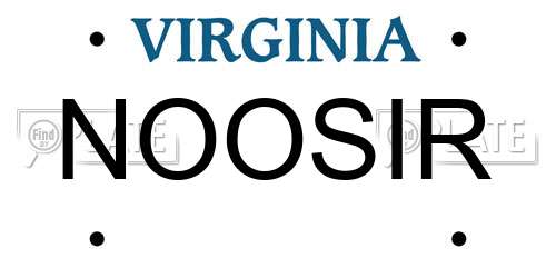 NOOSIR Virginia License Plate