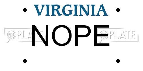 NOPE Virginia License Plate