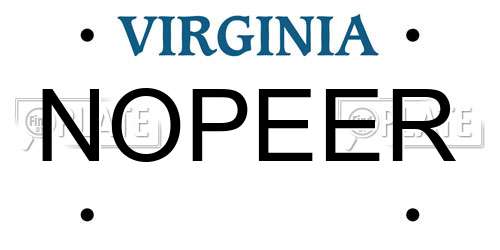 NOPEER Virginia License Plate