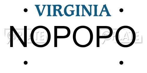 NOPOPO Virginia License Plate