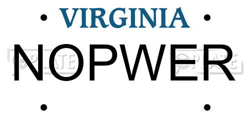 NOPWER Virginia License Plate
