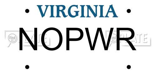 NOPWR Virginia License Plate