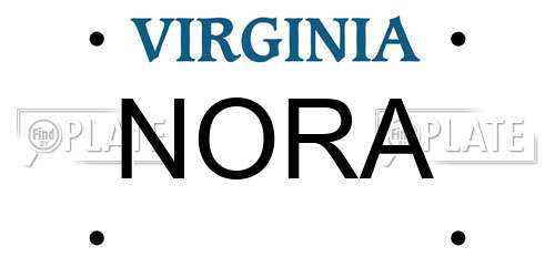 NORA Virginia License Plate