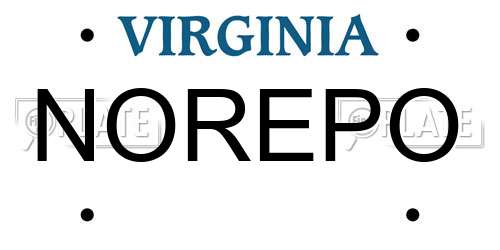 NOREPO Virginia License Plate