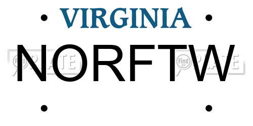 NORFTW Virginia License Plate