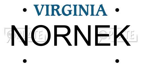 NORNEK Virginia License Plate