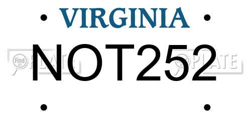 NOT252 Virginia License Plate