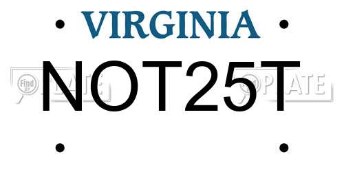 NOT25T Virginia License Plate