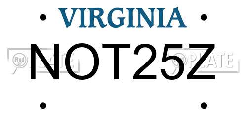 NOT25Z Virginia License Plate