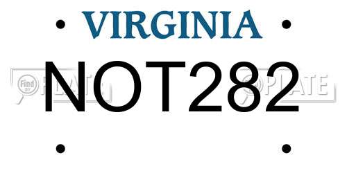 NOT282 Virginia License Plate