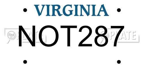NOT287 Virginia License Plate