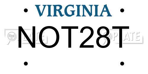 NOT28T Virginia License Plate
