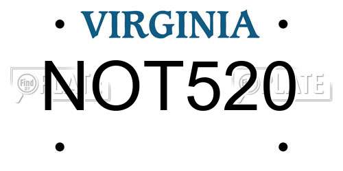 NOT520 Virginia License Plate