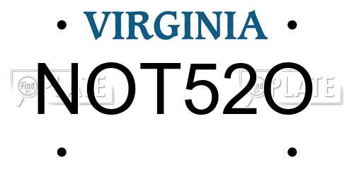NOT52O Virginia License Plate