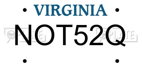 NOT52Q Virginia License Plate
