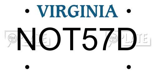 NOT57D Virginia License Plate