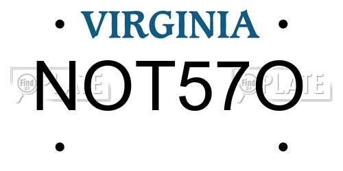 NOT57O Virginia License Plate