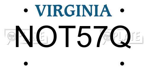 NOT57Q Virginia License Plate