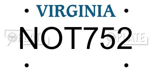 NOT752 Virginia License Plate