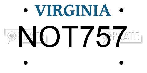 NOT757 Virginia License Plate