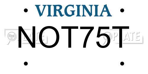 NOT75T Virginia License Plate