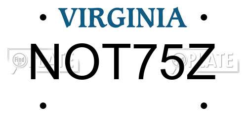 NOT75Z Virginia License Plate