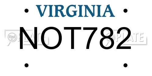 NOT782 Virginia License Plate