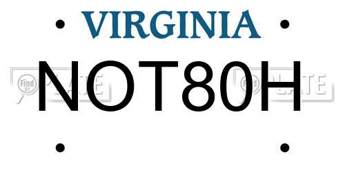 NOT80H Virginia License Plate