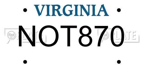 NOT870 Virginia License Plate