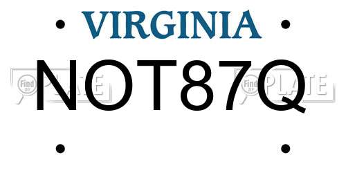 NOT87Q Virginia License Plate