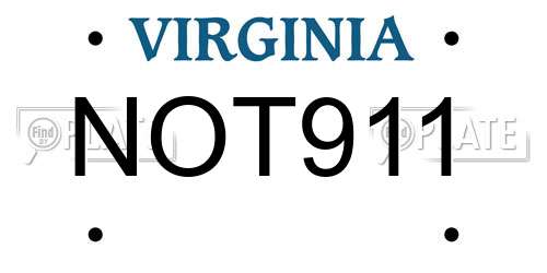 NOT911 Virginia License Plate