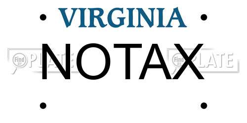 NOTAX Virginia License Plate