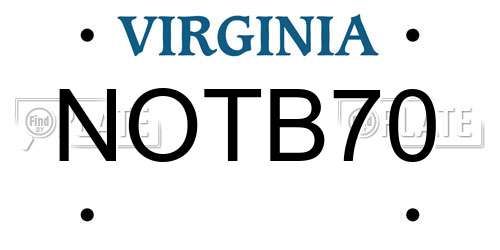 NOTB70 Virginia License Plate