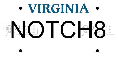 NOTCH8 Virginia License Plate