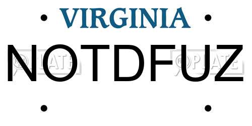 NOTDFUZ Virginia License Plate