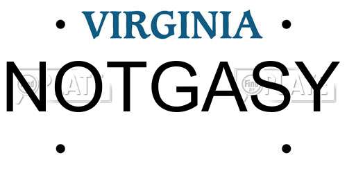 NOTGASY Virginia License Plate