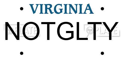 NOTGLTY Virginia License Plate