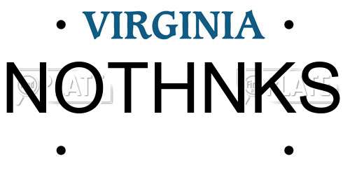 NOTHNKS Virginia License Plate