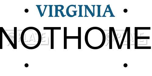 NOTHOME Virginia License Plate