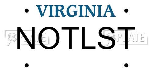 NOTLST Virginia License Plate