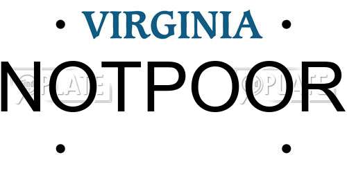 NOTPOOR Virginia License Plate