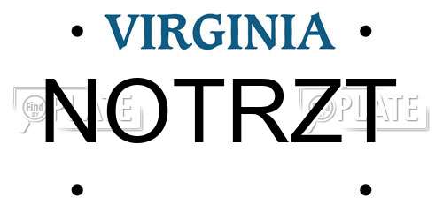 NOTRZT Virginia License Plate