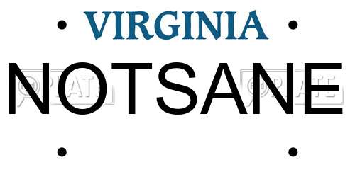 NOTSANE Virginia License Plate