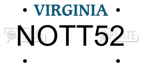 NOTT52 Virginia License Plate