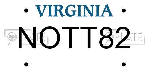 NOTT82 Virginia License Plate