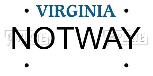 NOTWAY Virginia License Plate