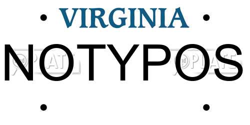 NOTYPOS Virginia License Plate