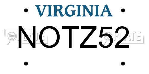NOTZ52 Virginia License Plate