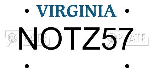 NOTZ57 Virginia License Plate